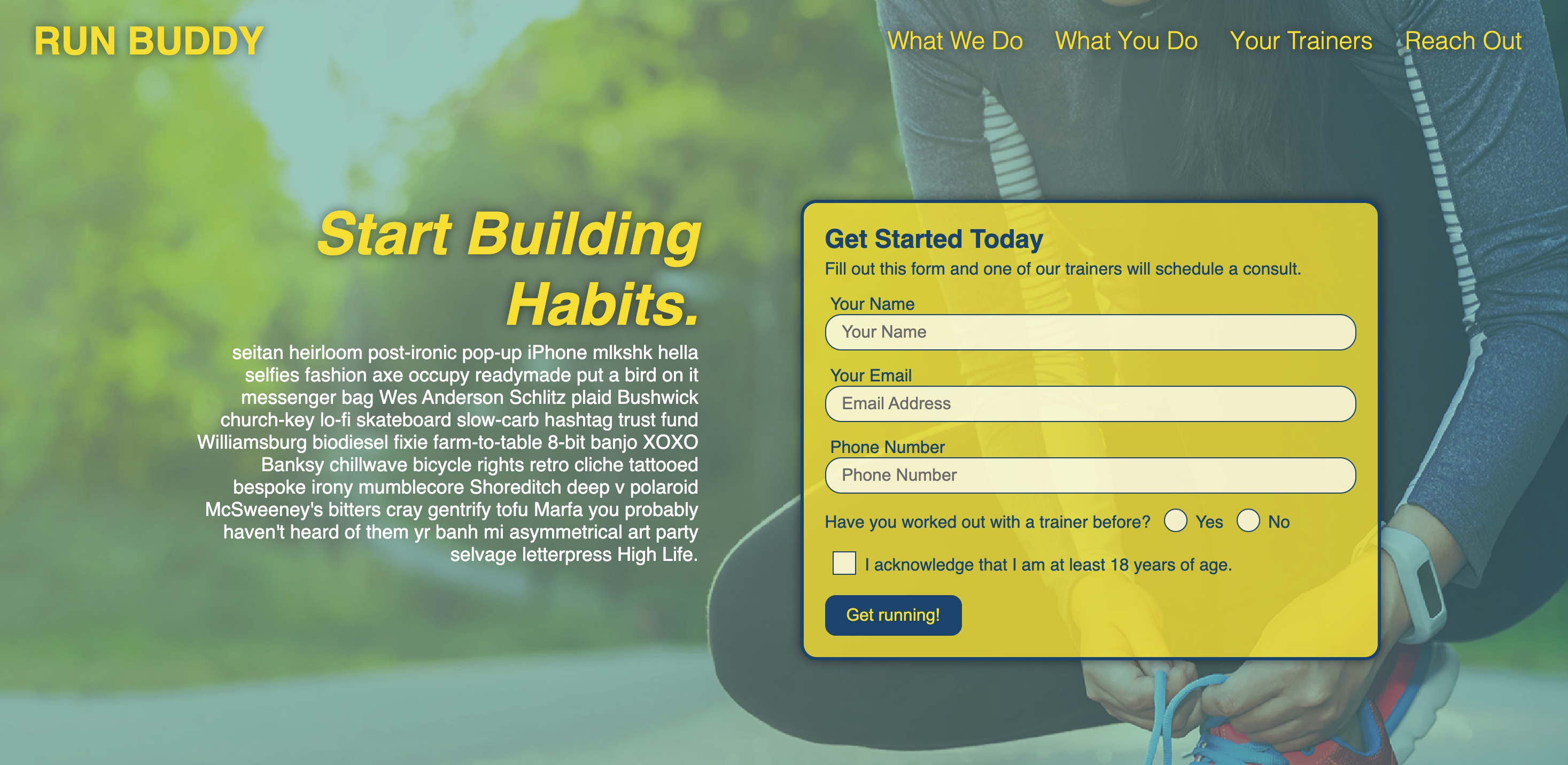 Run Buddy landing page